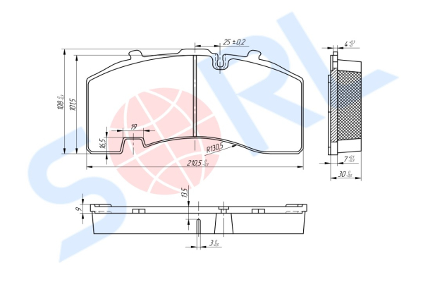 Колодки тормозные дисковые BPW, SB4309T (SK7) (29171)