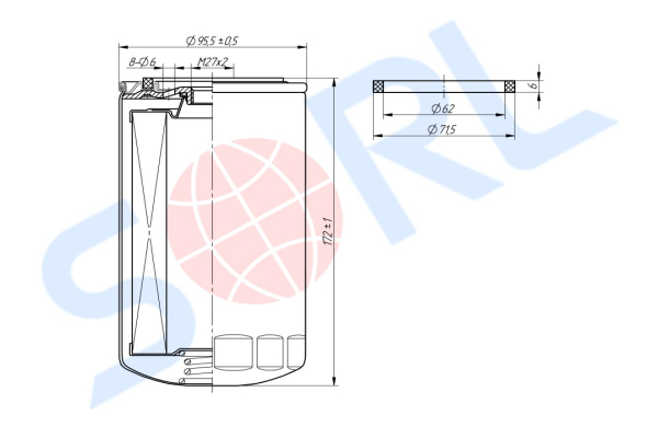 Фильтр масляный M27x2 КАМАЗ, CUMMINS, DAF, IVECO (4897898)