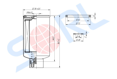 Фильтр топливный M16x1.5 CASE IH, KAMATSU, CUMMINS, NEW HOLLAND, AGCO, FORD (H179WK)