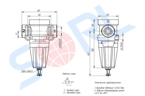 Клапан ограничения давления 5.3 bar M22x1.5 DAF, VOLVO, SCHMITZ (1218698)