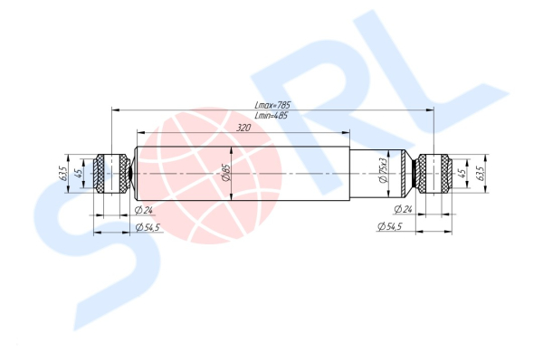 Амортизатор подвески для КАМАЗ 4310 300/485, O/O 24x64/24x64 (4310-2905006-01)