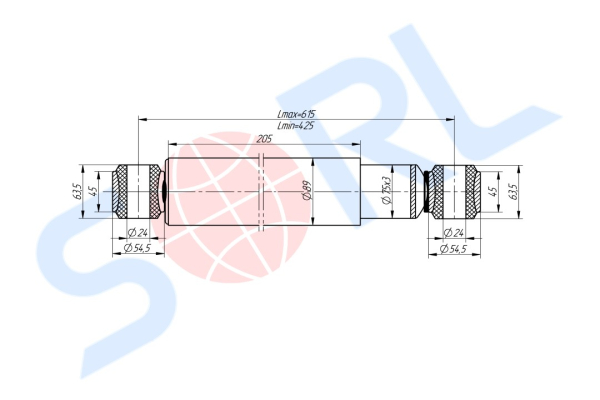 Амортизатор подвески для МАЗ 190/425, O/O 24x64/24x64 (54327-2915006-60)