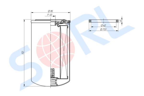 Фильтр масляный 1-12 UNF FAW, LIEBHERR (H19WD01)