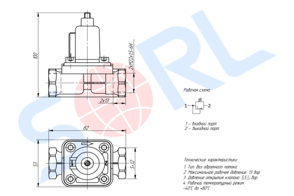 Клапан перепускной 5,5 bar, M22х1.5, без обратного потока IVECO, MAN, MB, VOLVO (81521106023)